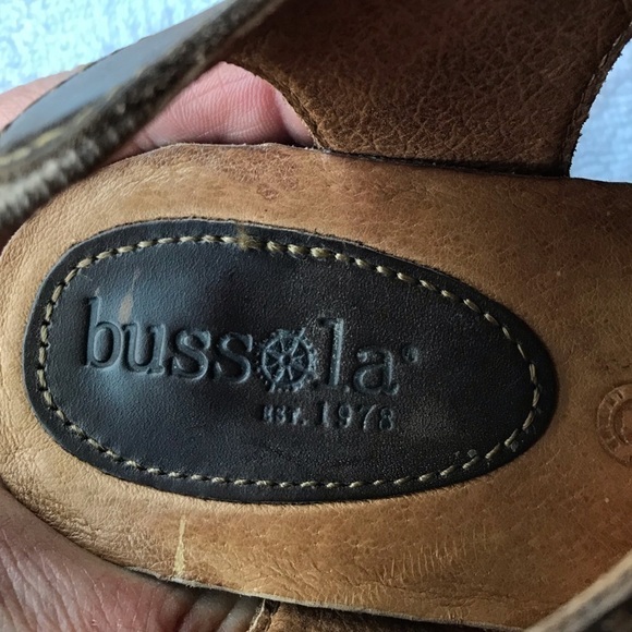 BUSSOLA wedge heel chocolate brown leather sandals. - Picture 12 of 14